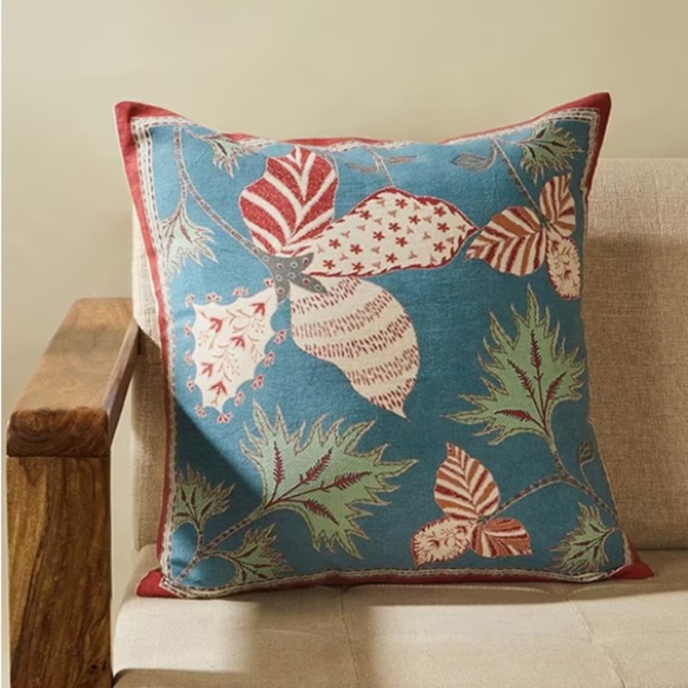 NWT Fabindia Blue Inaya cotton printed accent throw pillow covers SET OF TWO - Picture 2 of 12